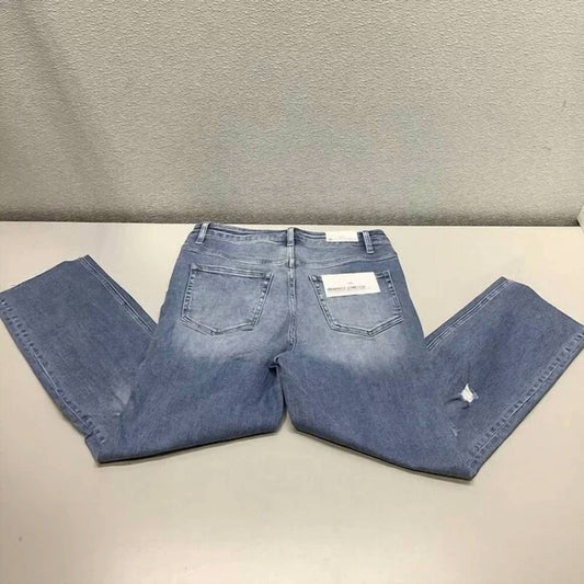 Bayeas - Women's High Rise Slim Straight Jeans With Raw Hem