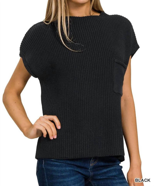 Zenana - Mockneck Short Sleeve Sweater
