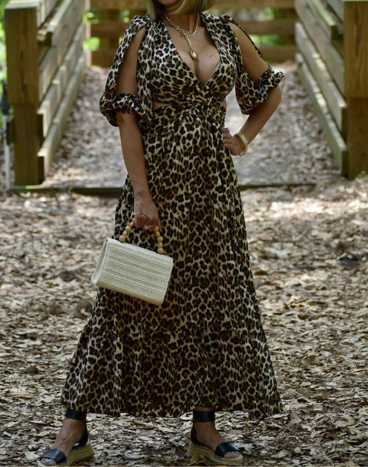 Venti6 - Leopard Print Maxi Dress