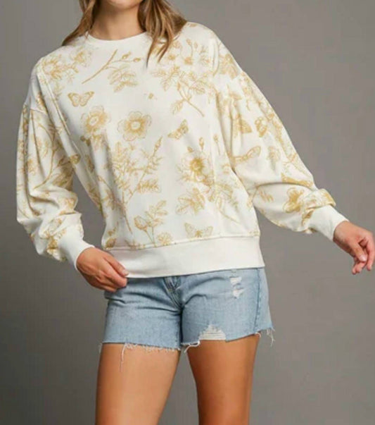 Umgee - Floral Crew Sweatshirt