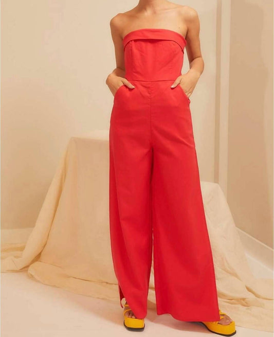 Mainstrip - Side Slit Strapless Jumpsuit