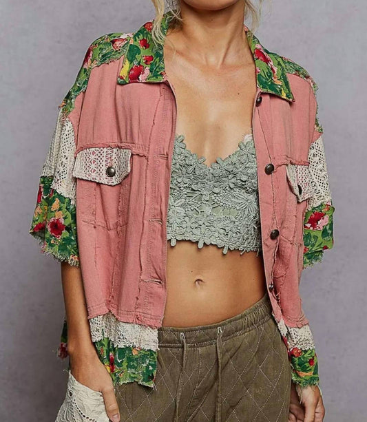 Pol - Oversize Half Sleeve Crochet Woven Jacket