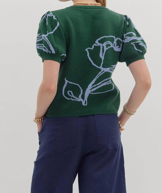 Entro - Isabelle Floral Puff Sleeve Sweater Top