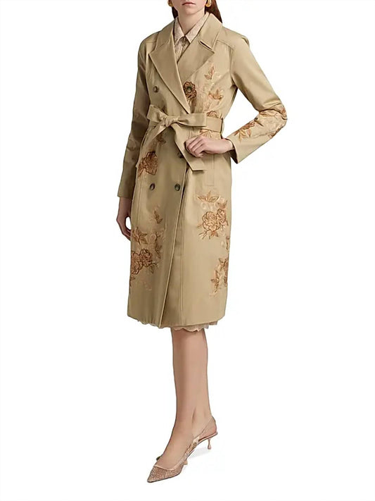 L'Agence - Venus Floral-embroidered Double-breasted Trench Coat
