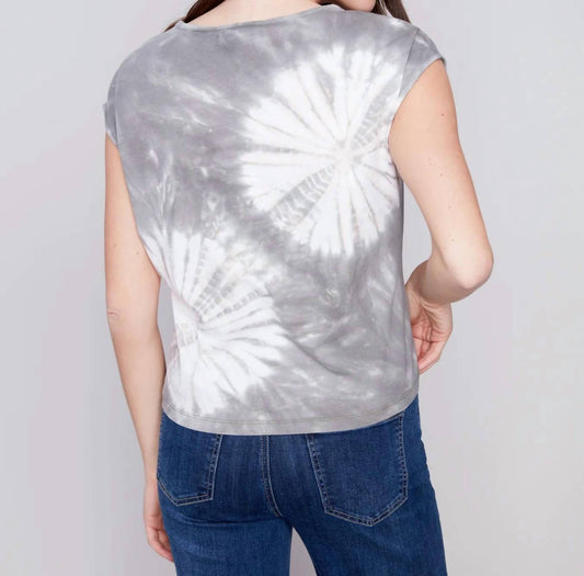 Charlie B - Printed Jersey Front Knot Sleeveless Tee Top