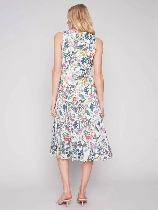 Charlie B - Printed Ruffle Neck Boho Midi Dress