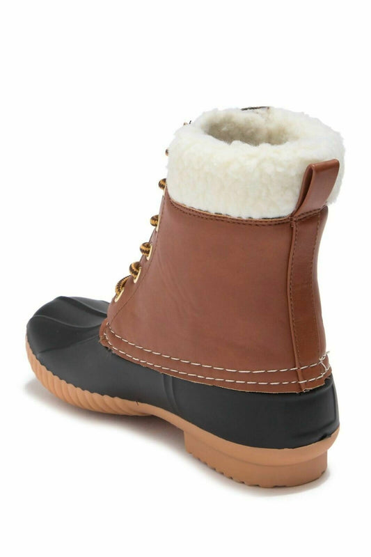 Mia - Women's Matthew Faux Shearling Trimmed Faux Leather Rubber Duck Boots