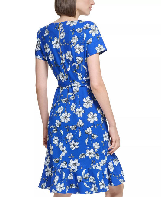 Calvin Klein - Floral Print Ruffled Sheath Dress