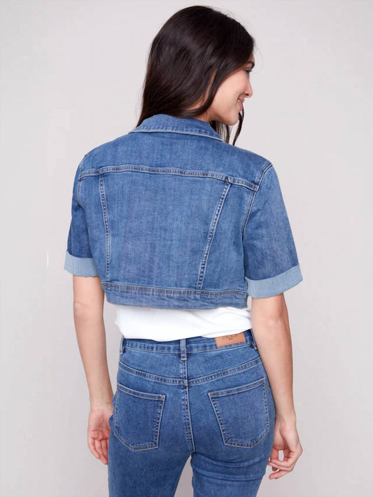 Charlie B - Cropped Jean Jacket With Short Sleeve