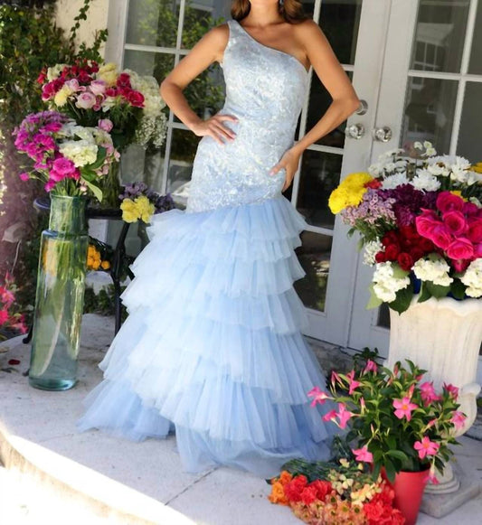 Ava Presley - Tiered Tulle Ruffles Prom Gown