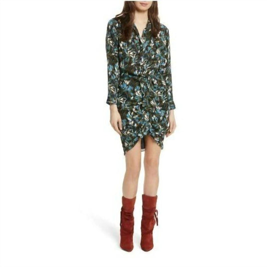 Veronica Beard - Floral Print Shirred Silk Shirt Dress
