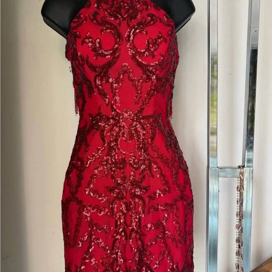 Ava Presley - Halter Sequin Homecoming Dress