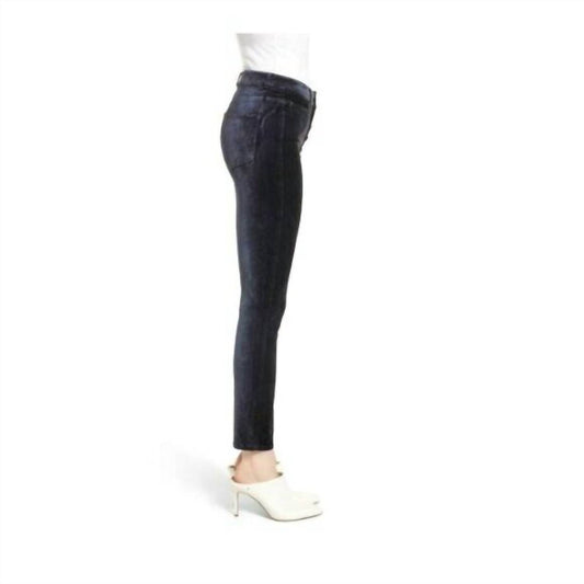 Paige - Hoxton Ankle Midnight Slate Velvet Exposed Buttons Fly Skinny jeans