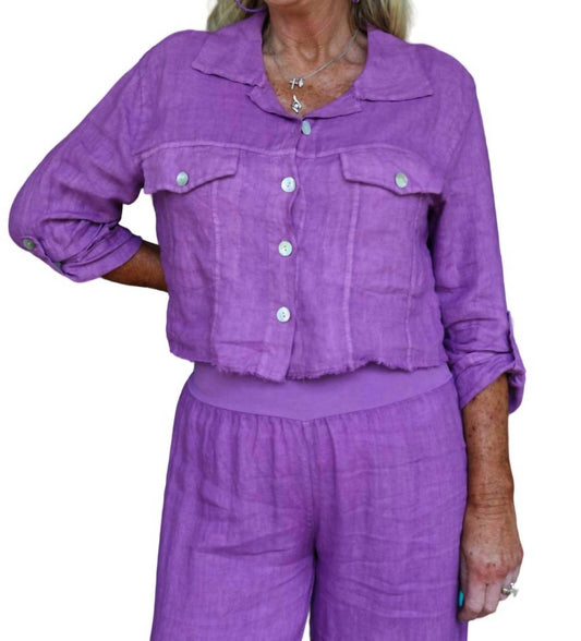 Look Mode Usa - Raw Edge Cropped Linen Jacket