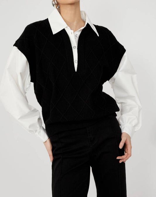 Frank Lyman - V-neck Diamond Puff Sleeve Top