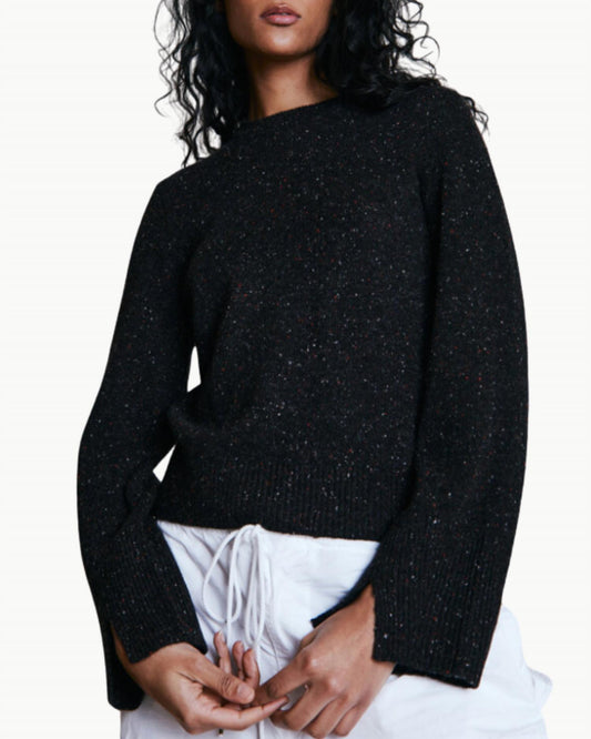 Autumn Cashmere - Split Sleeve Cuffed Sweater With Detachable Snood
