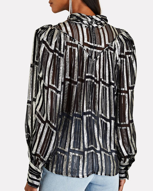 CLAIRETA LAMÉ METALLIC BLOUSE