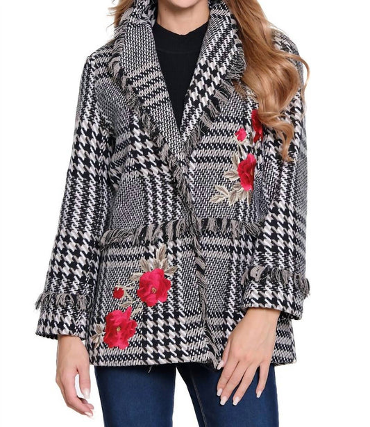 John Mark - Plaid Tweed Coat With Fringe