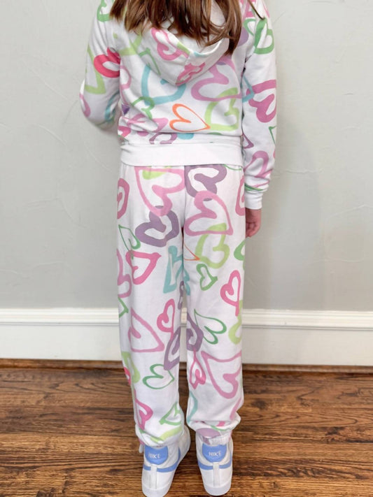 T2Love - Girl's Pastel Hearts Joggers