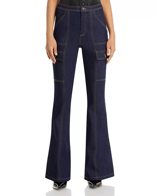 Cinq A Sept - Maurice High-rise Stretch Flare Cargo Jeans
