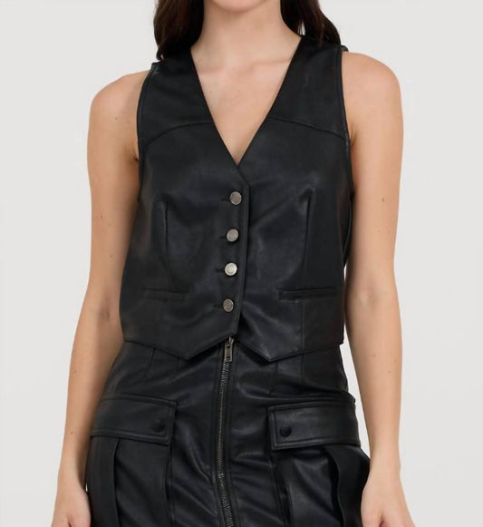 Vintage Havana - Leather Button Front Vest