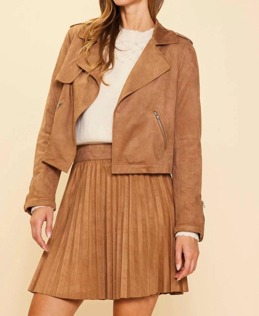 Skies Are Blue - Faux Suede Motto Jacket