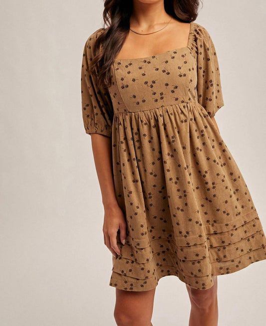 Hem & Thread - Floral Corduroy Dress