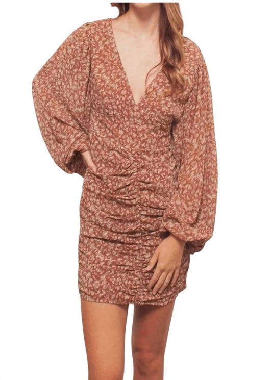 Lush - Animal Print Ruched Mini Dress