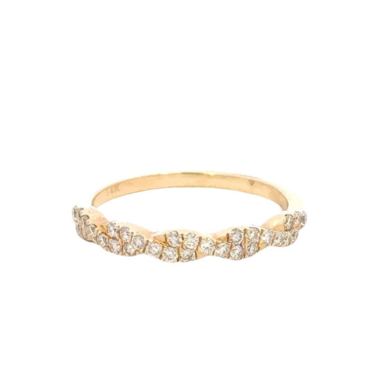 Aamiaa - 0.35 Carat Natural Diamond Cluster Twist Band Ring - Size 6.5