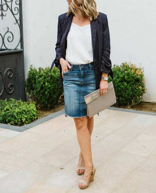 Connie Step Hem Denim Skirt
