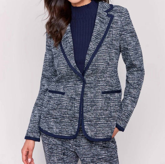 Charlie B - Jacquard Knit Blazer with Hood
