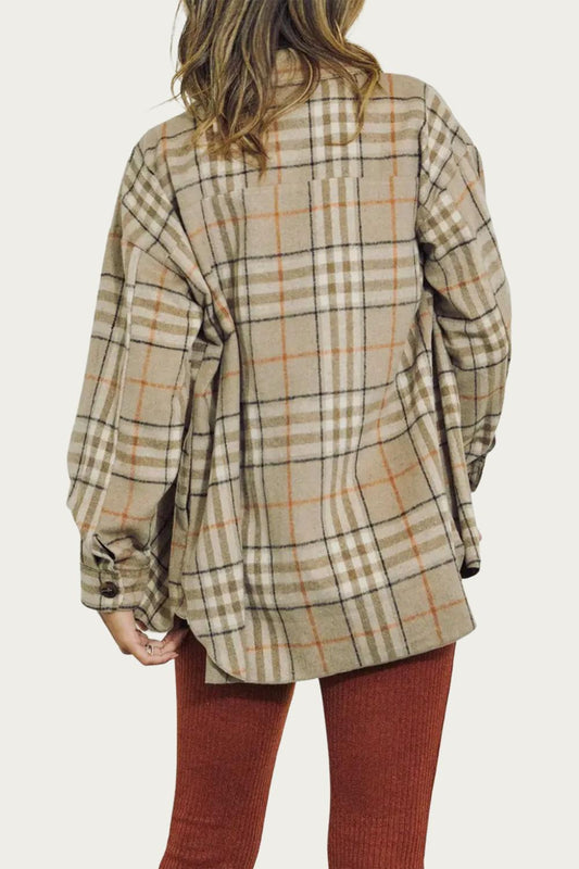 CHECKED WOOL-BLEND SHIRT-JACKET