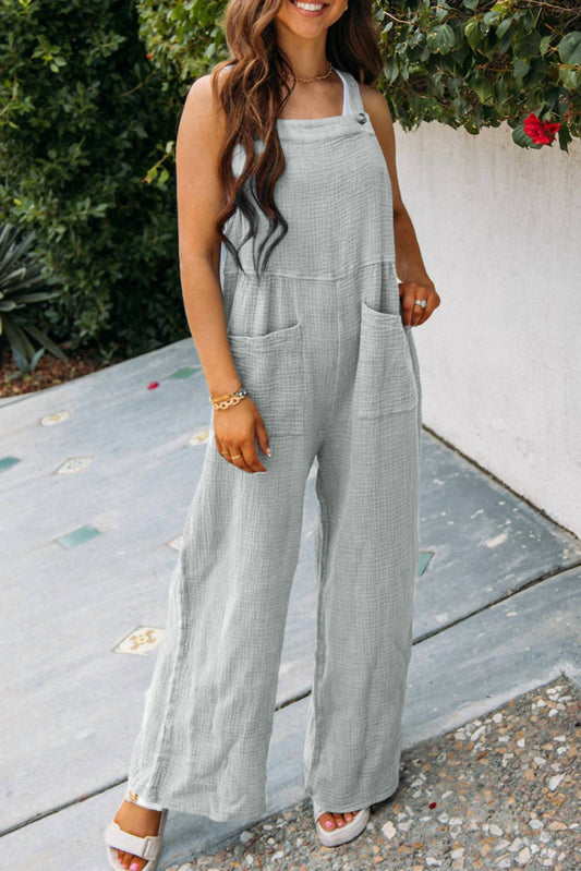 Little Daisy Closet - Textured Wide Leg Overall With Pockets