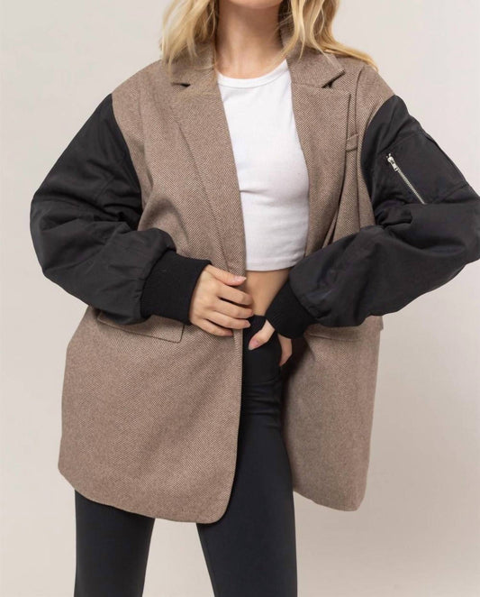 Hyfve - Herringbone Mixed Media Coat