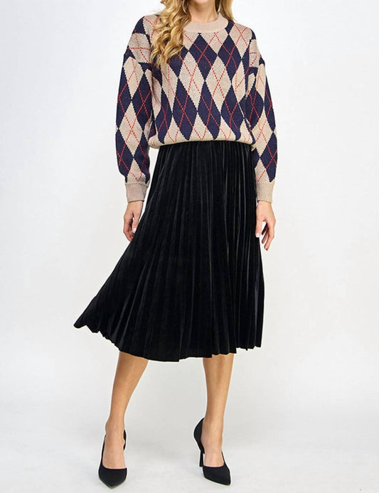 See And Be Seen - Velvet Pleats Midi Skirt