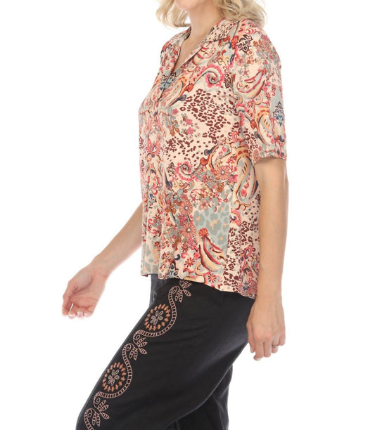 Johnny Was - Jungle Paisley Short Sleeve Polo Swing Tee