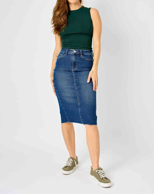 Judy Blue - High Waist Back Slit Hem Midi Skirt