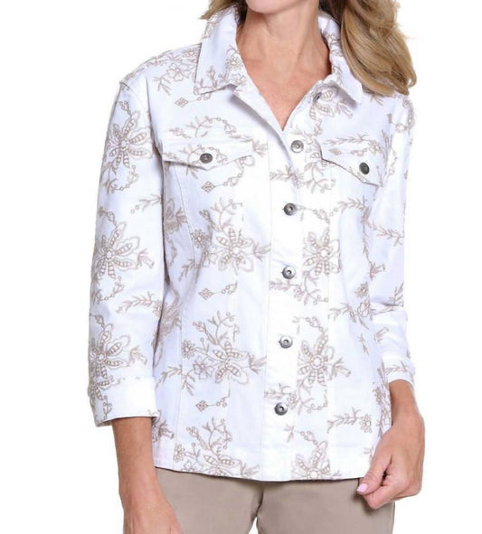 Multiples - Cuffed 3/4 Sleeve Button Front Shaped Hem