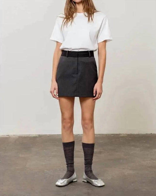Moon River - Charcoal Stripe Mini Skirt