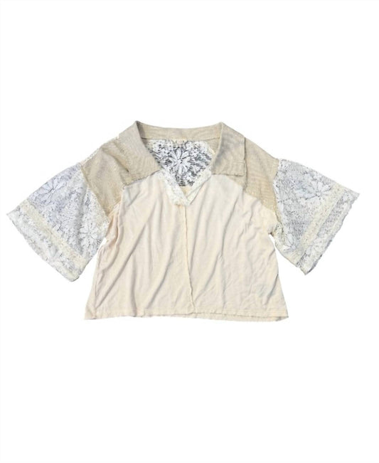 Pol - Women's Lace Ruffle Sleeve Top