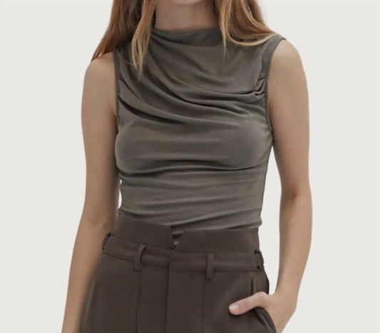 Crescent - Lara Sleeveless Shirred Knit Top