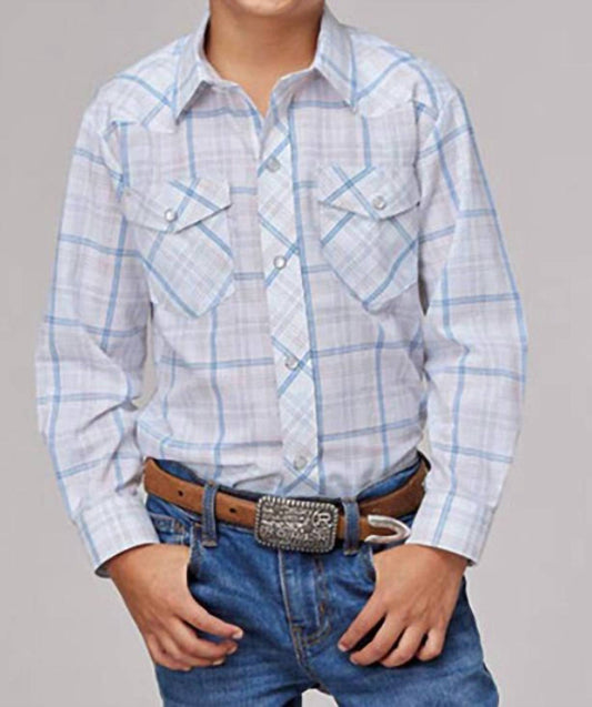 Roper - Boy's Classic Long Sleeve Plaid Western Snap Shirt