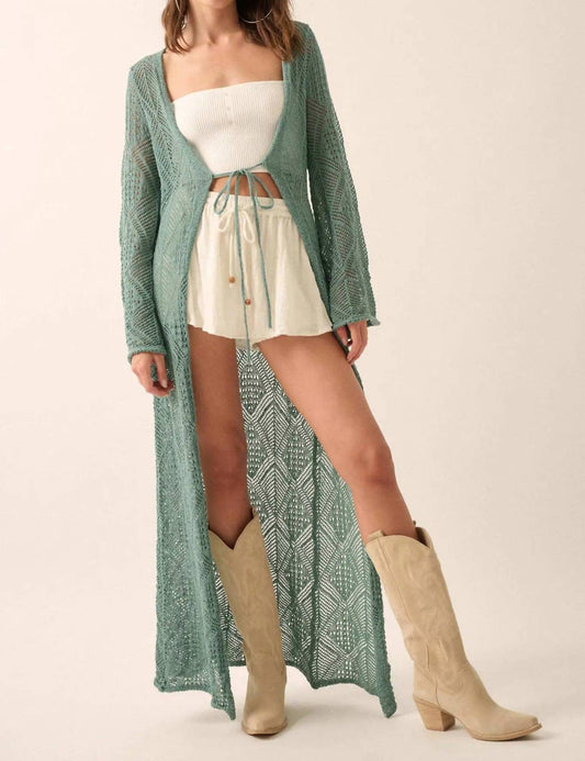 Promesa - Diamond Days Geometric Crochet Duster Cardigan