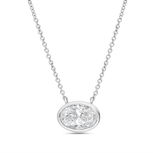 Diana M Jewels - Women's East West Oval Bezel Pendant (5.00 Ct)