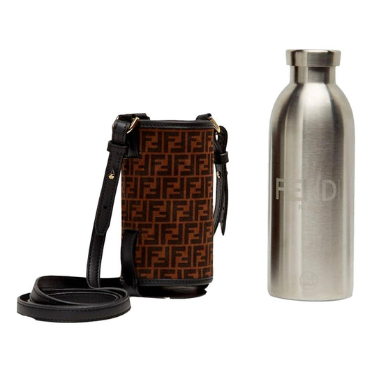 Fendi - Ff Print Suede Bottle Holder Crossbody 2 Piece Set