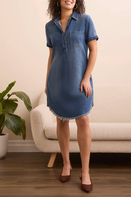 Tribal - Flowy Lyocell Pop Over Shirt Dress