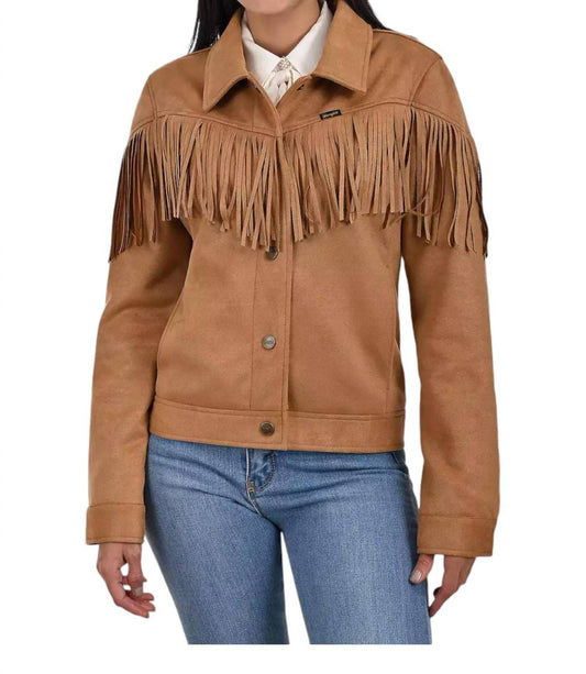 Wrangler - Faux Suede With Fringe Trucker Jacket