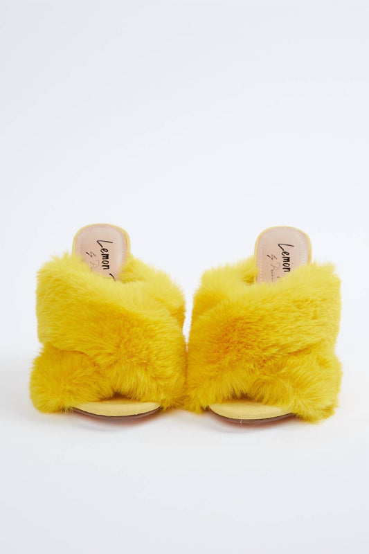 FAUX-FUR VEGETARIAN SUEDE MULES