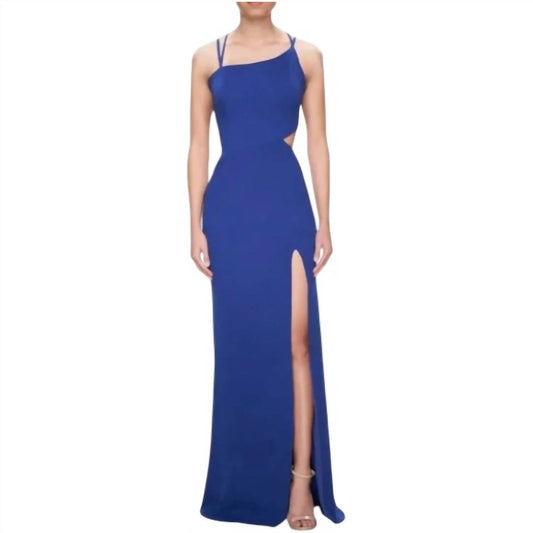 La Femme - High Slit Strappy Back Gown Dress