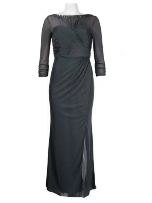 Alex Evenings - Beaded Sheer Sleeve Ruched Gown